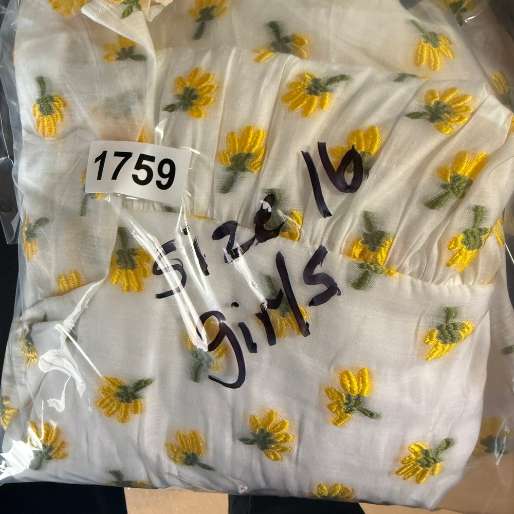 GB Girls White Yellow‎ Floral Embroidered Puff Sleeve Dress Size 16 GD8685EOD - Picture 7 of 7